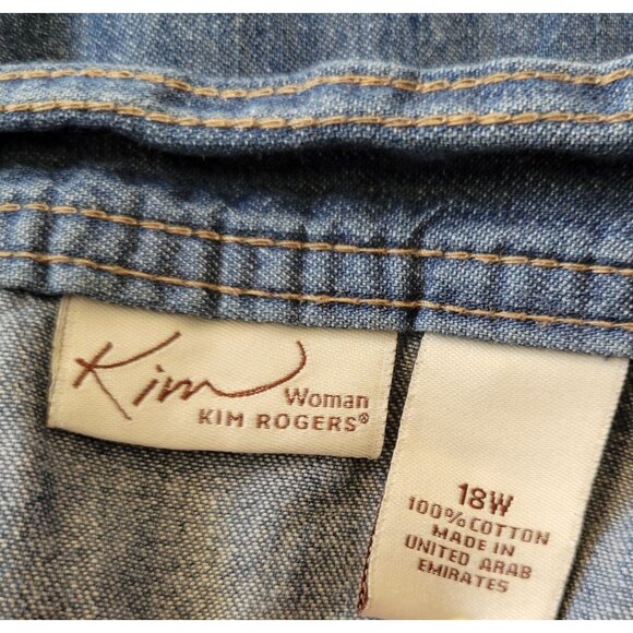 Kim Rogers 18W Blue Jean Skirt Pockets Belt Loops Yellowstone - Picture 2 of 4